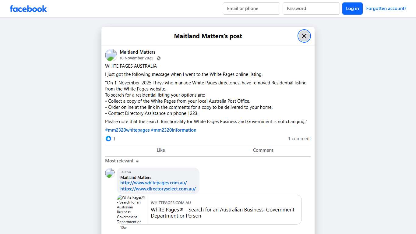 WHITE PAGES AUSTRALIA I just got the... - Maitland Matters Facebook